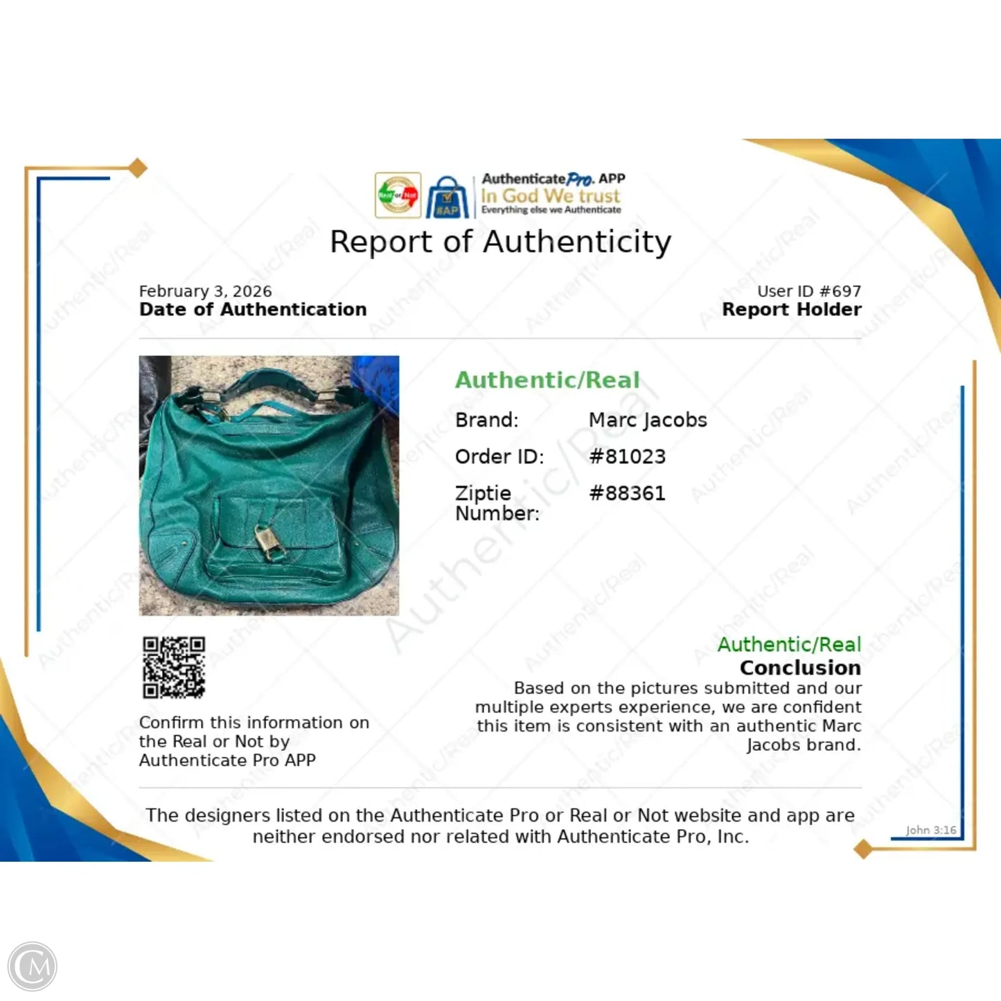 Handbag Luxury Designer By Marc Jacobs, Size: Large