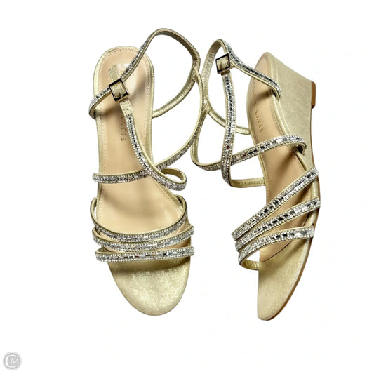 Sandals Heels Wedge By Kelly And Katie In Gold & Silver, Size: 9