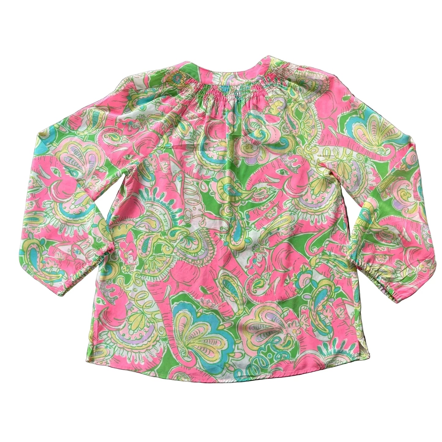 Blouse Designer By Lilly Pulitzer In Green & Pink, Size: S