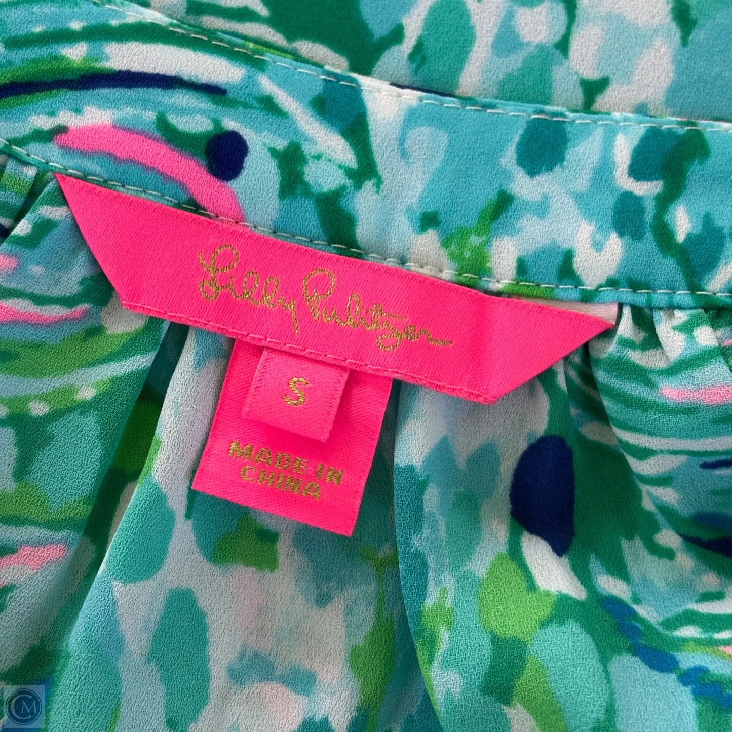 Blouse Designer By Lilly Pulitzer In Blue & Green, Size: S