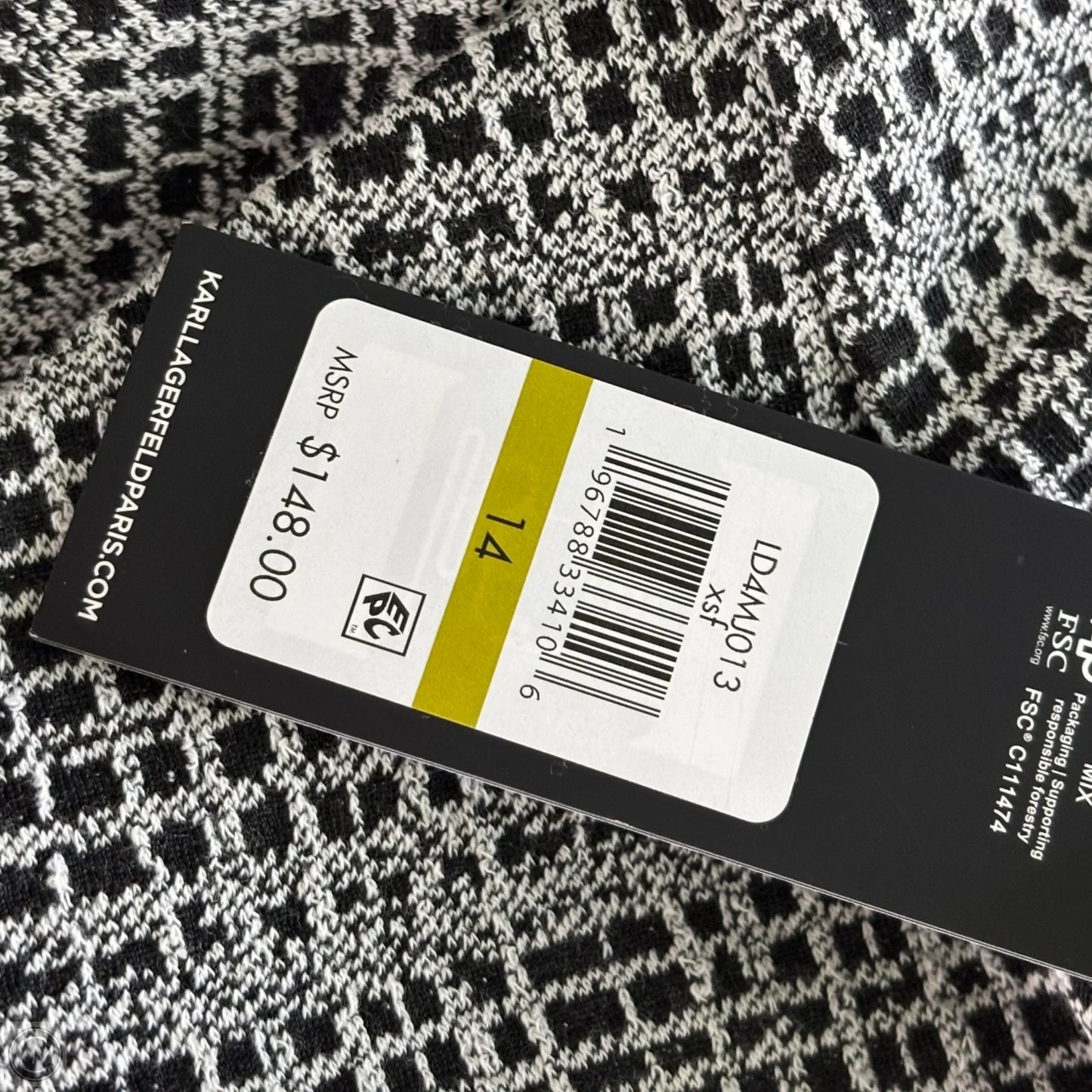 Dress Designer By Karl Lagerfeld In Black & White, Size: L