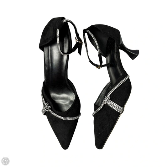 Shoes Heels Kitten In Black & Silver, Size: 8.5