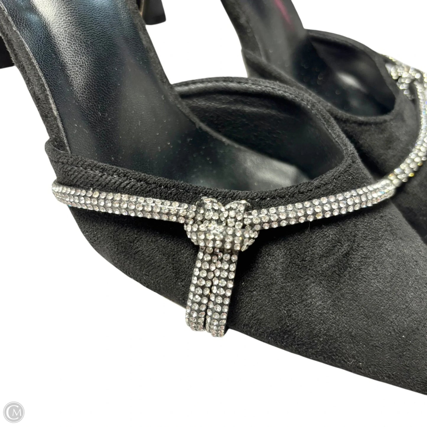 Shoes Heels Kitten In Black & Silver, Size: 8.5