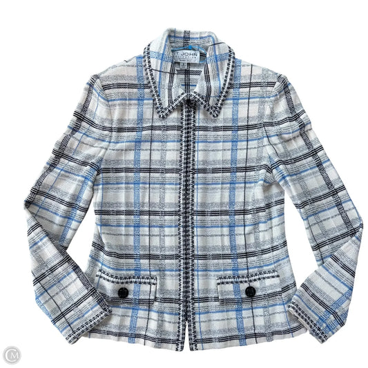 Blazer Luxury Designer By St John Collection In Blue & White, Size: S