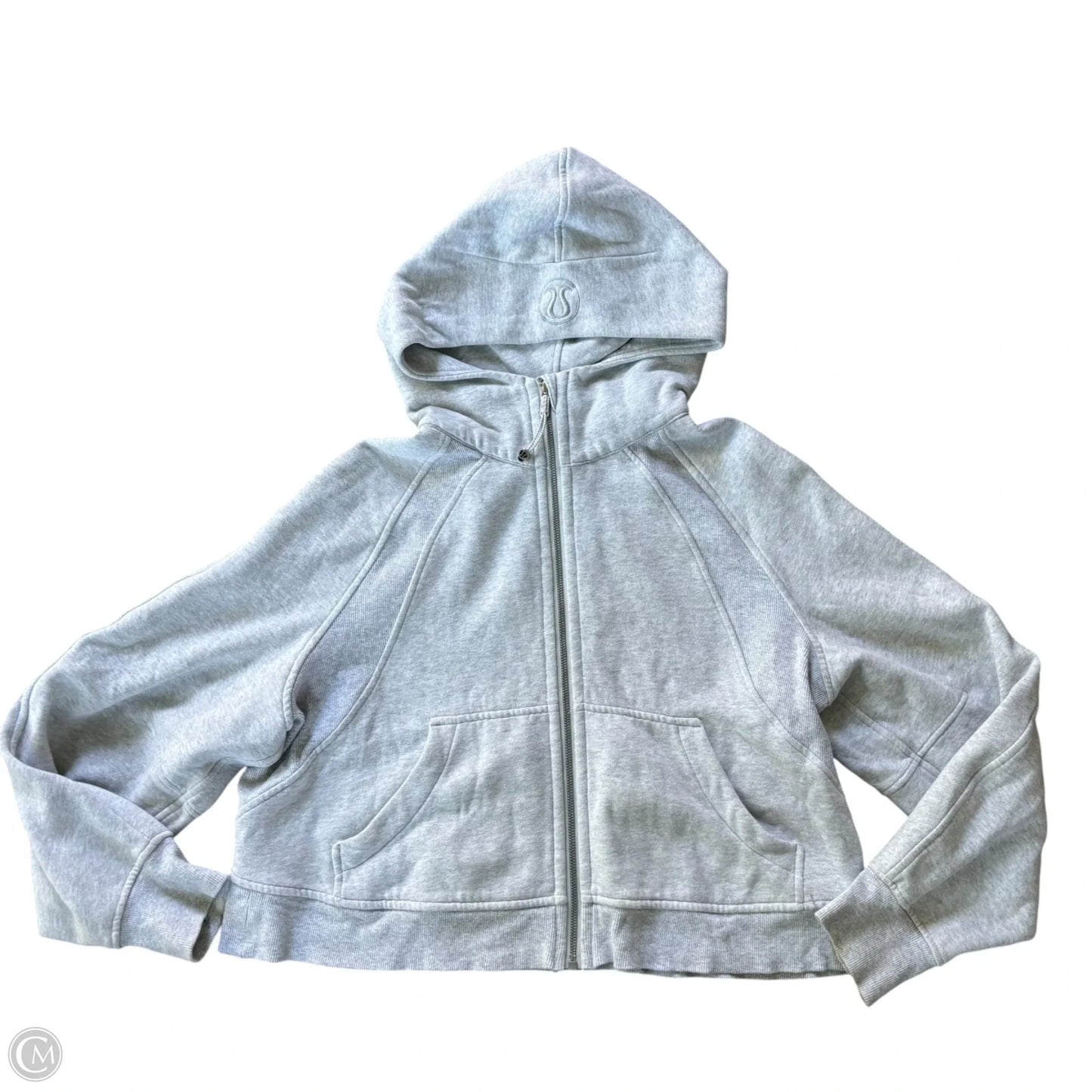 Athletic Sweatshirt Hoodie By Lululemon In Grey, Size: M