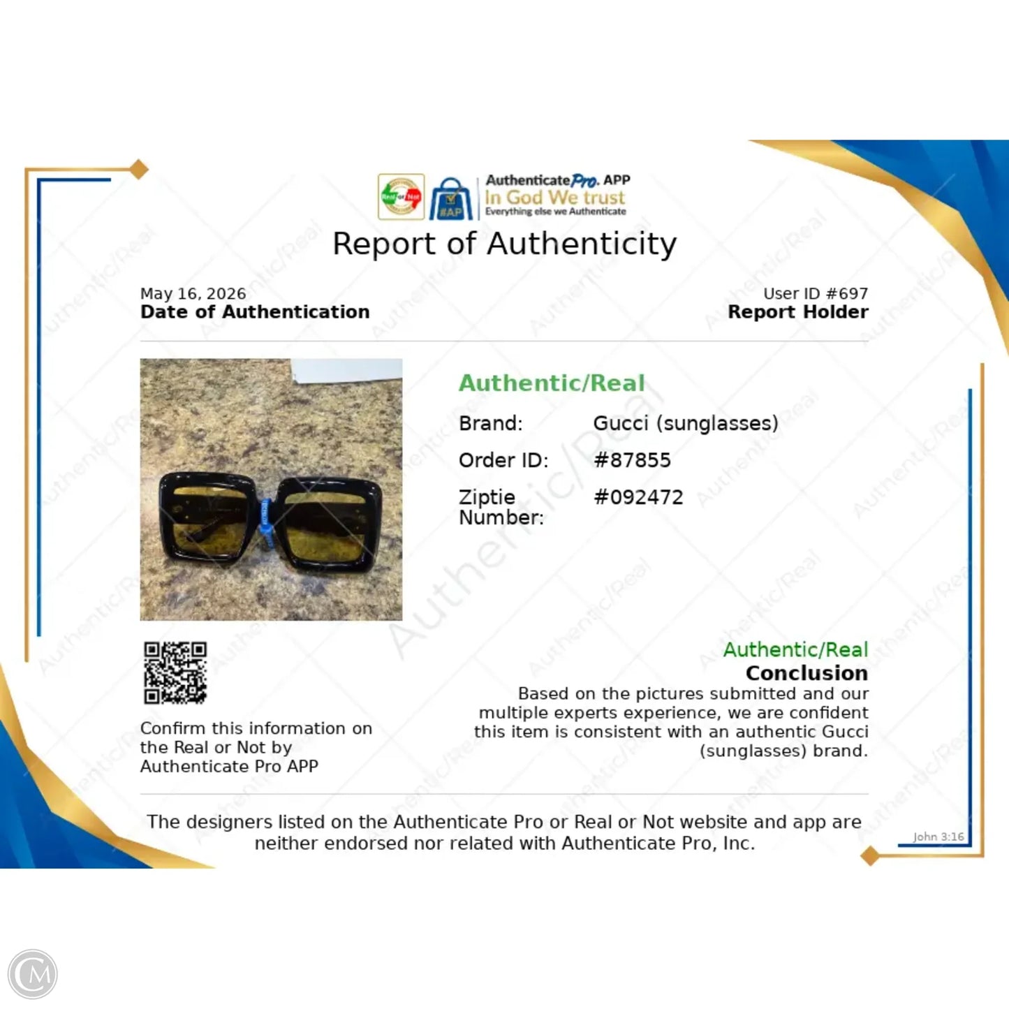 Sunglasses Luxury Designer By Gucci, Size: Large