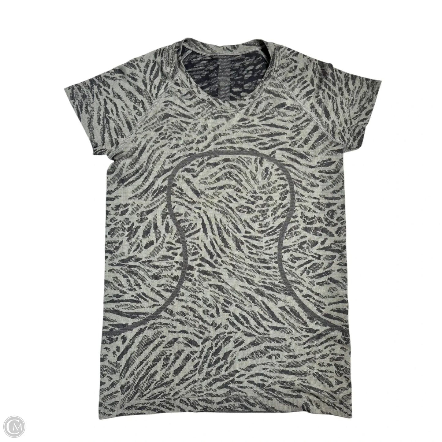 Athletic Top Short Sleeve By Lululemon In Black & Grey, Size: M