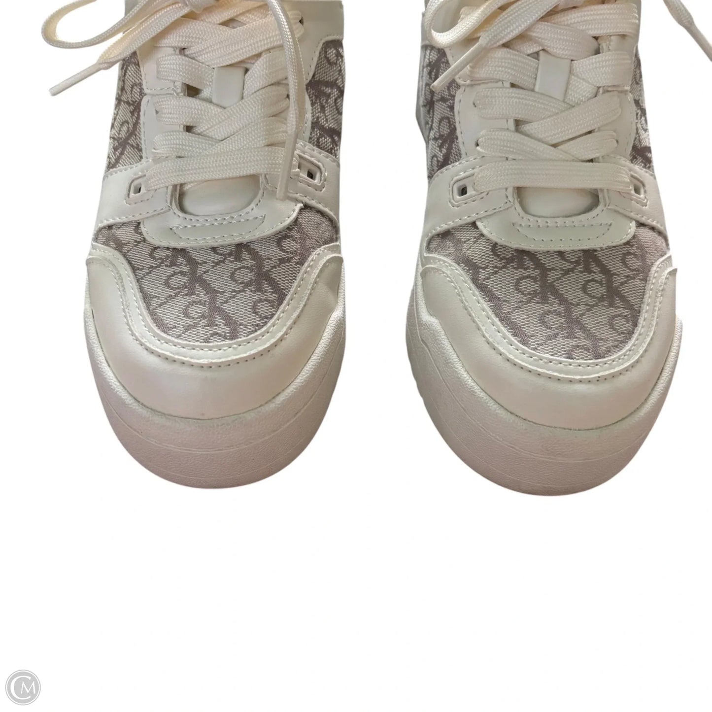 Shoes Sneakers By Calvin Klein In Brown & White, Size: 6.5