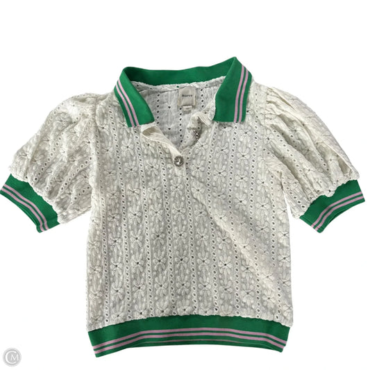 Blouse Short Sleeve By Maeve In Green & White, Size: S