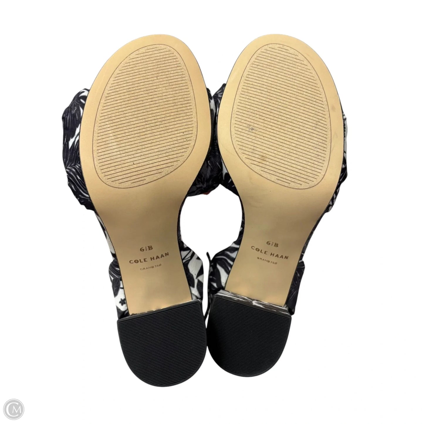 Sandals Heels Block By Cole-haan In Black & White, Size: 6.5