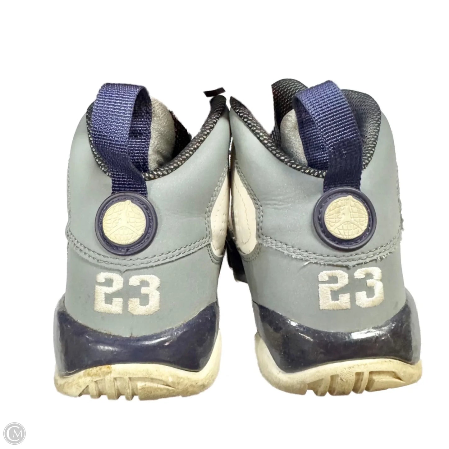 Shoes Luxury Designer By Jordan In Grey & White, Size: 7.5