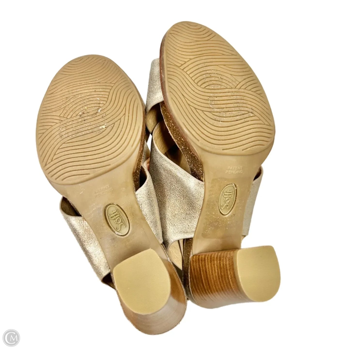 Sandals Heels Block By Sofft In Brown & Gold