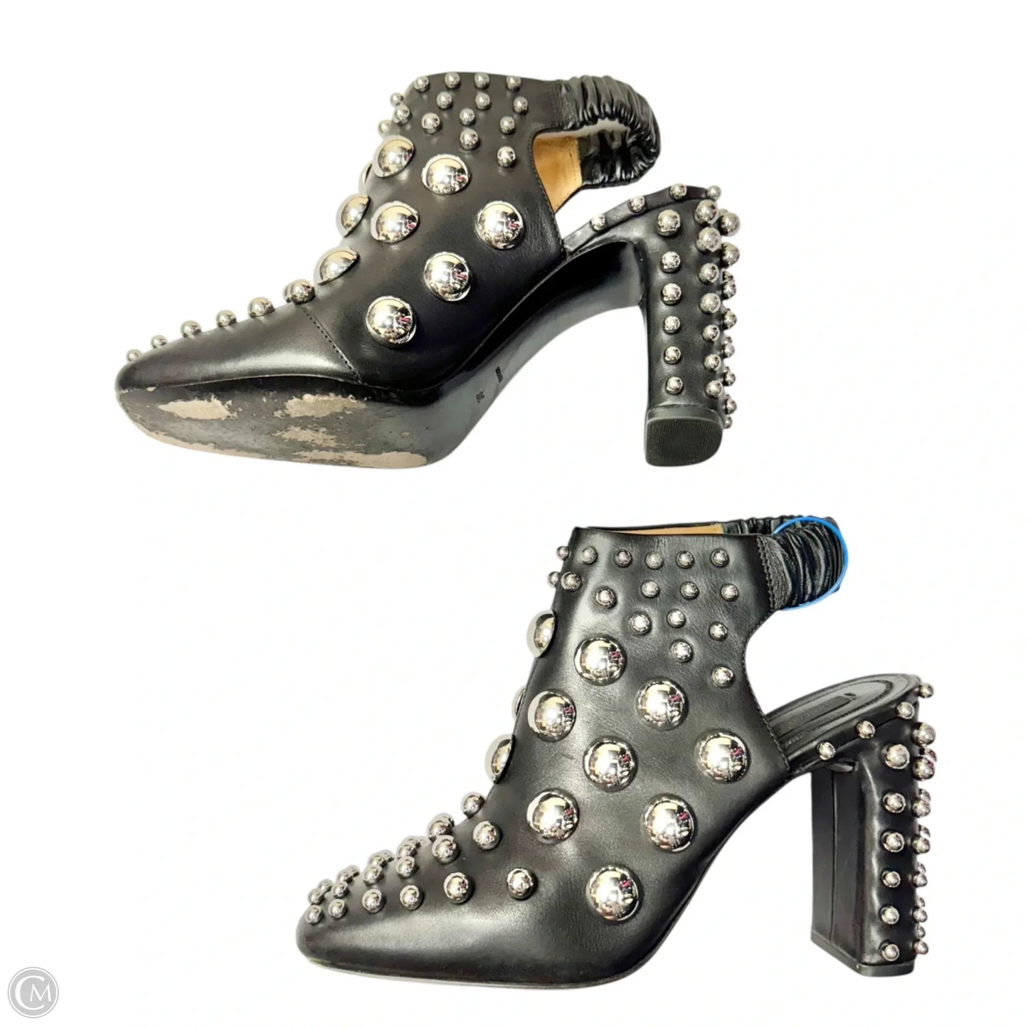 Boots Luxury Designer By Alexander Mcqueen In Black & Silver, Size: 8.5