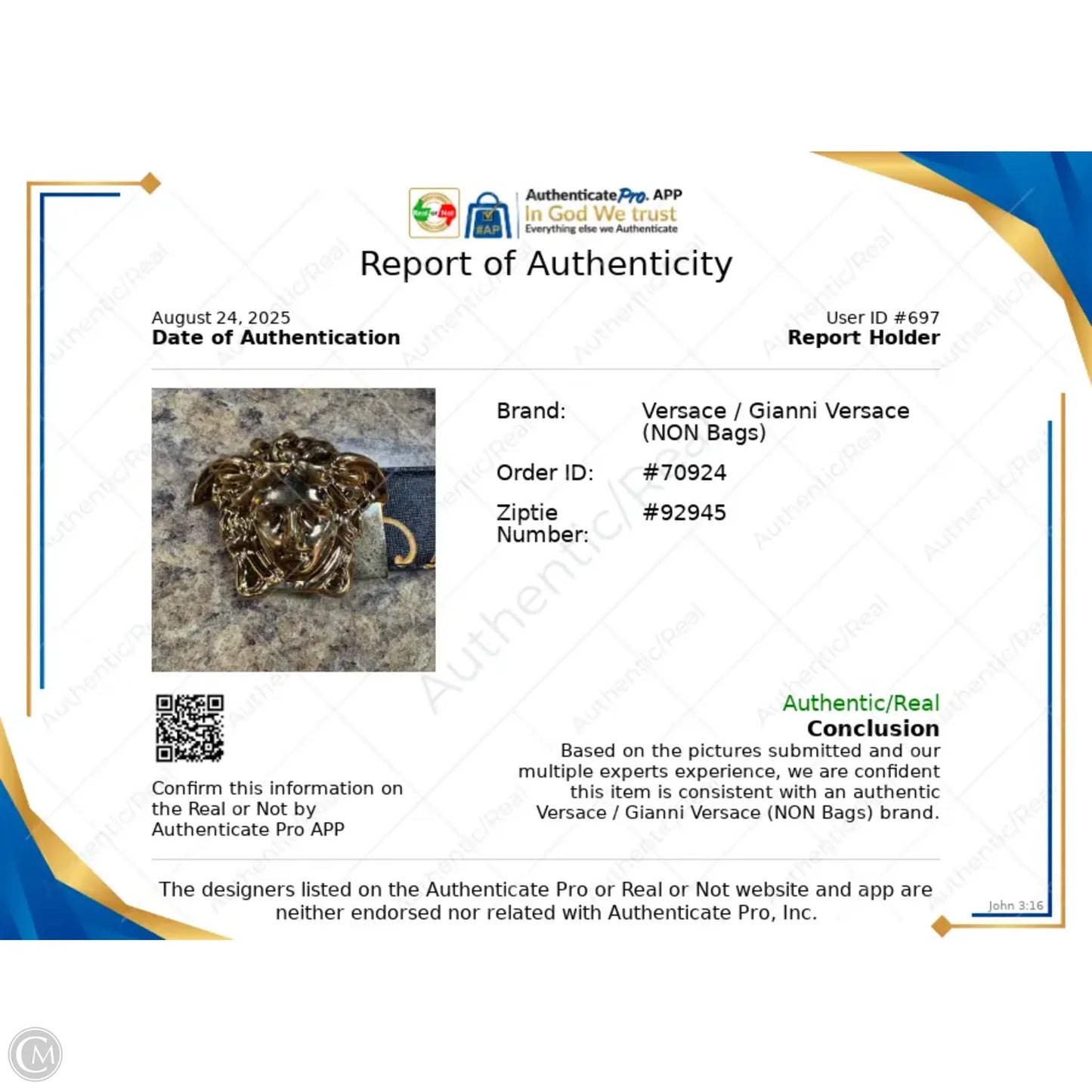 Belt Luxury Designer By Versace, Size: Xlarge