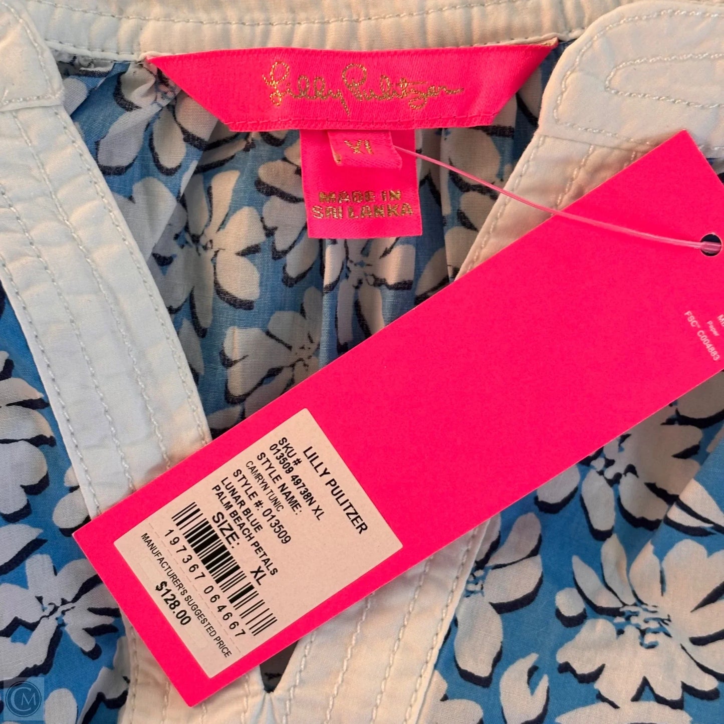 Top Long Sleeve Designer By Lilly Pulitzer In Blue & White, Size: Xl