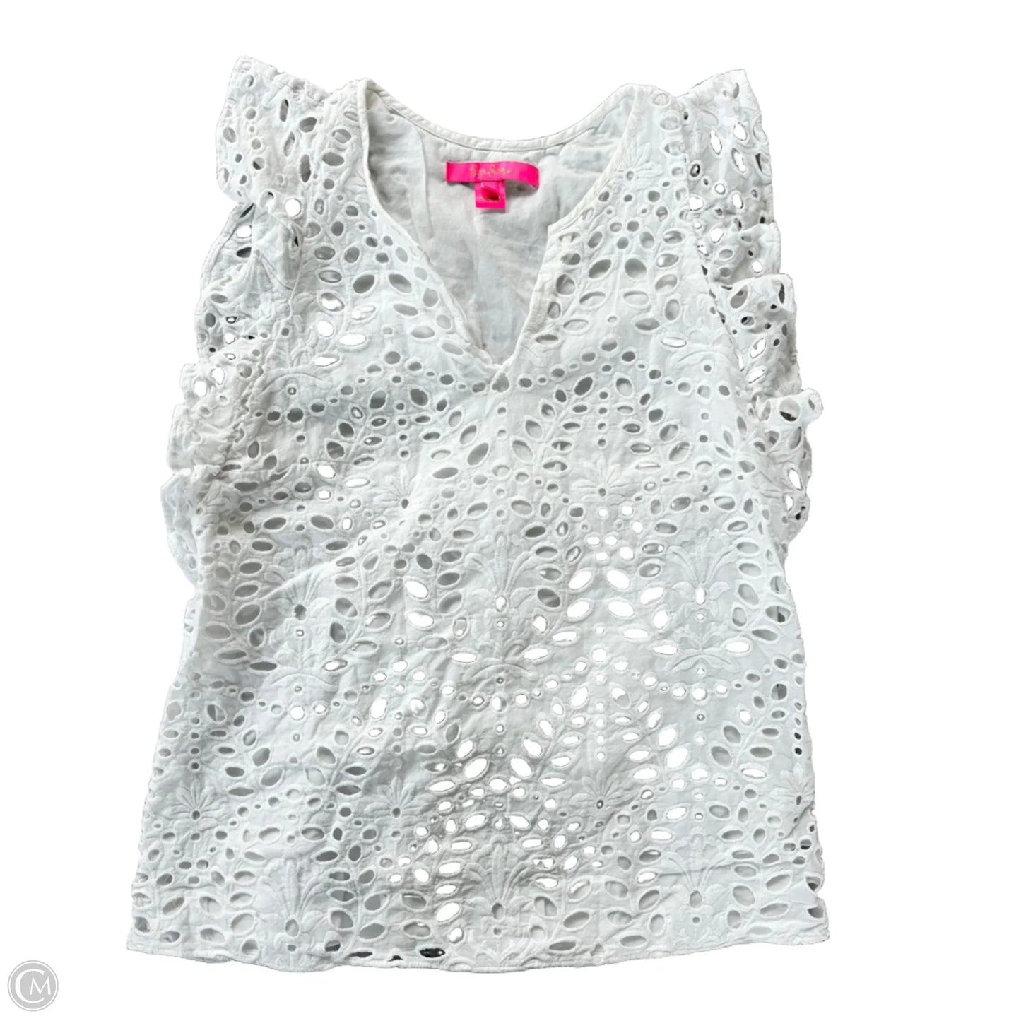 Top Short Sleeve Designer By Lilly Pulitzer In White, Size: S