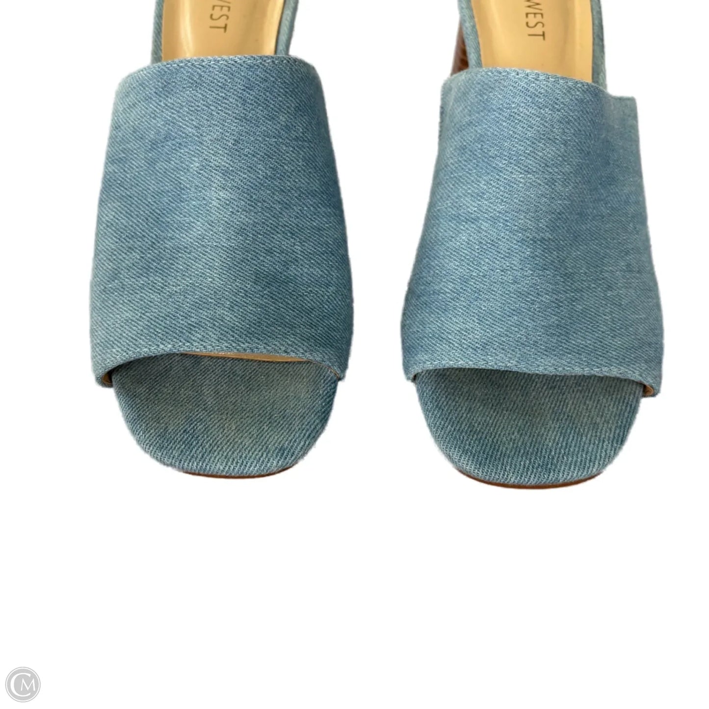 Sandals Heels Block By Nine West In Blue Denim, Size: 8