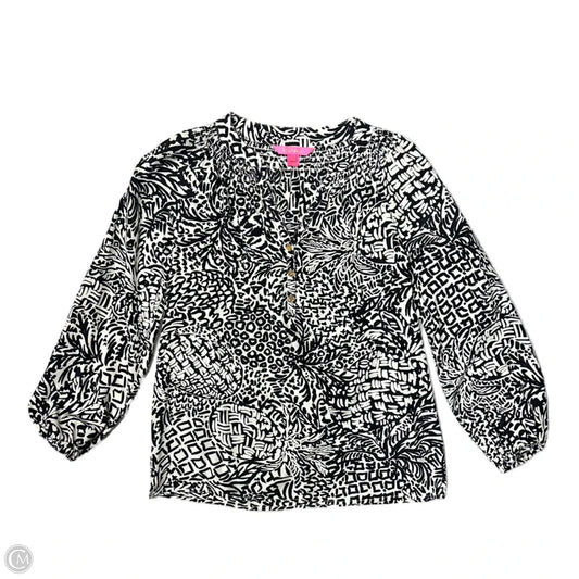 Top Long Sleeve Designer By Lilly Pulitzer In Black & White, Size: Xs