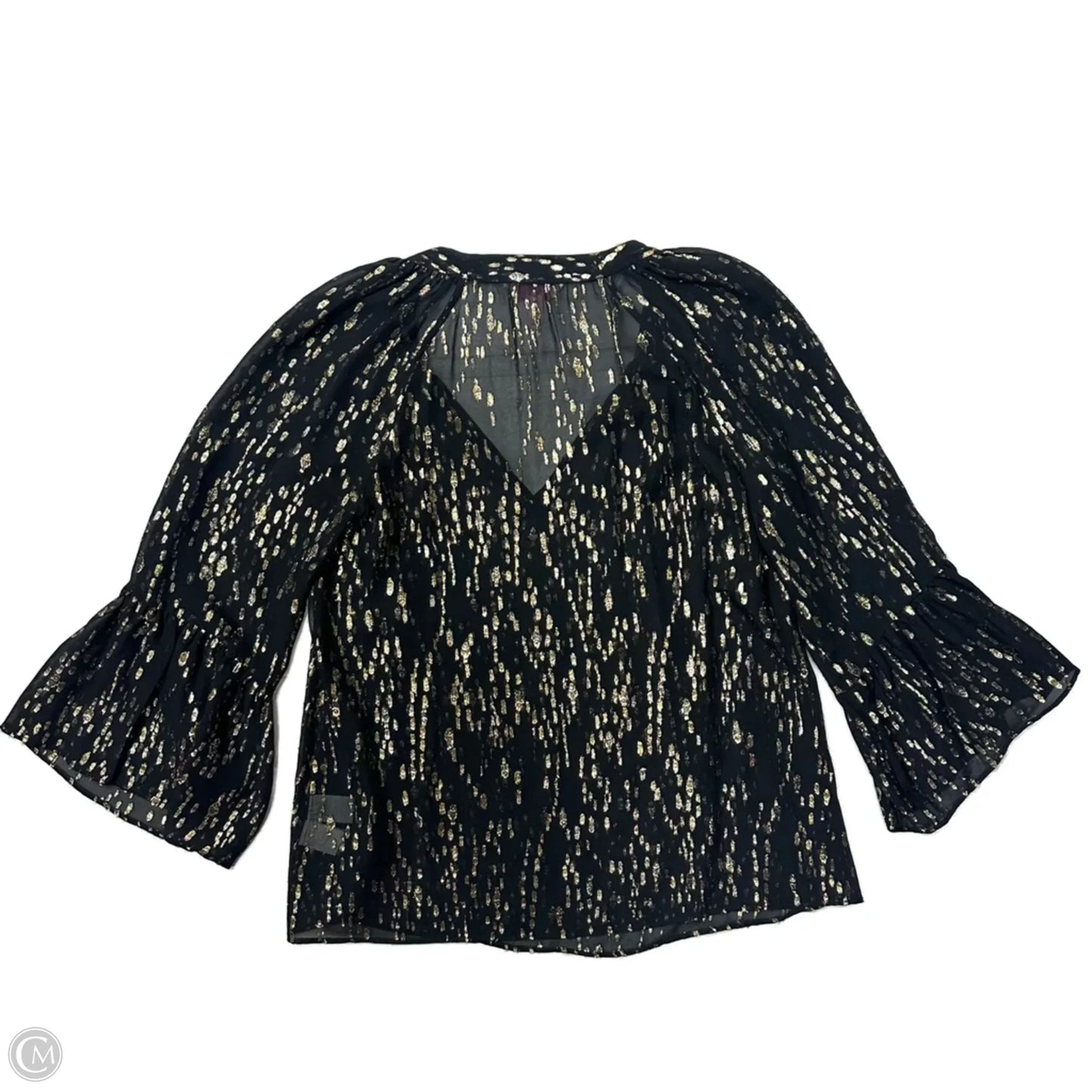 Top Long Sleeve Designer By Lilly Pulitzer In Black & Gold, Size: S