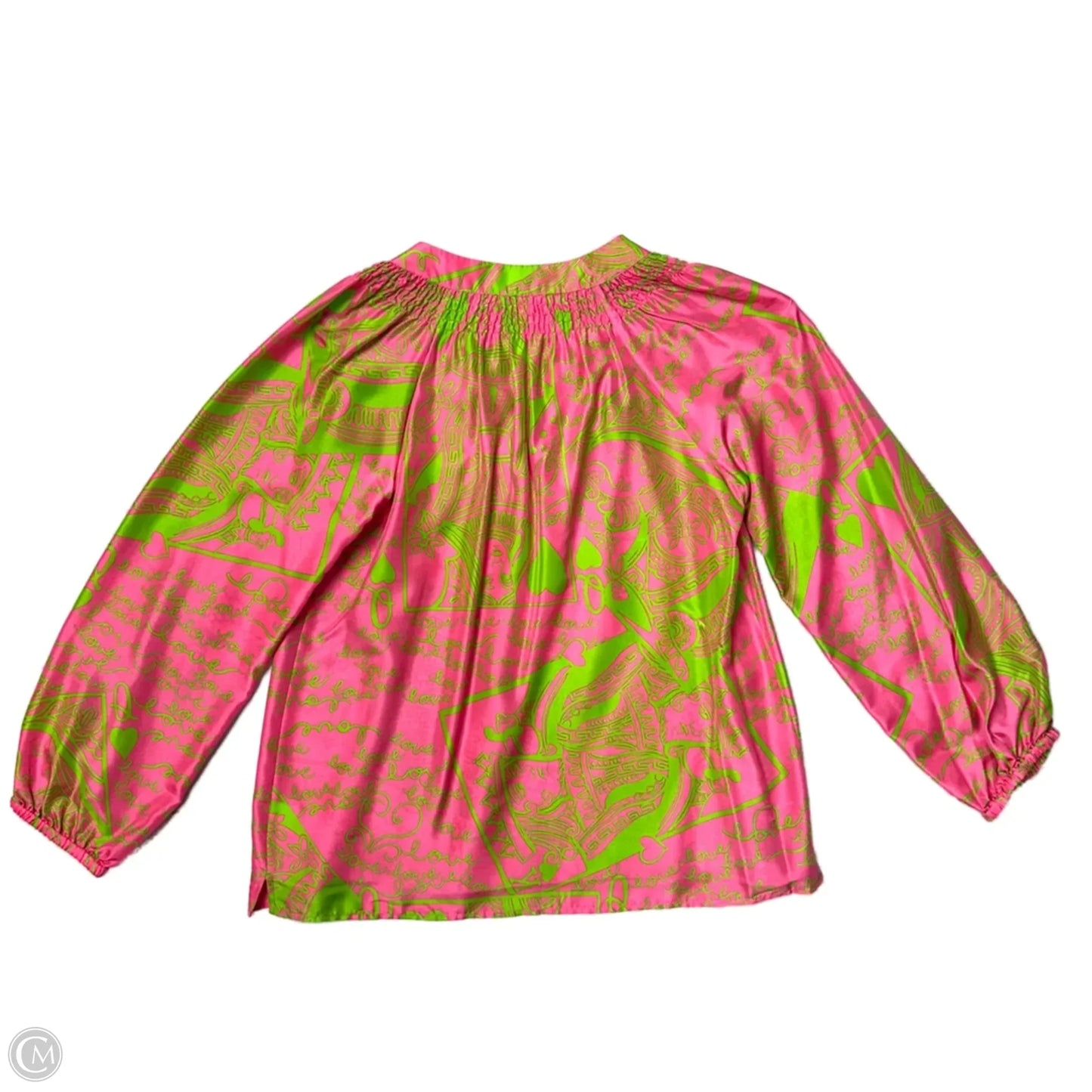 Top Long Sleeve Designer By Lilly Pulitzer In Green & Pink, Size: S