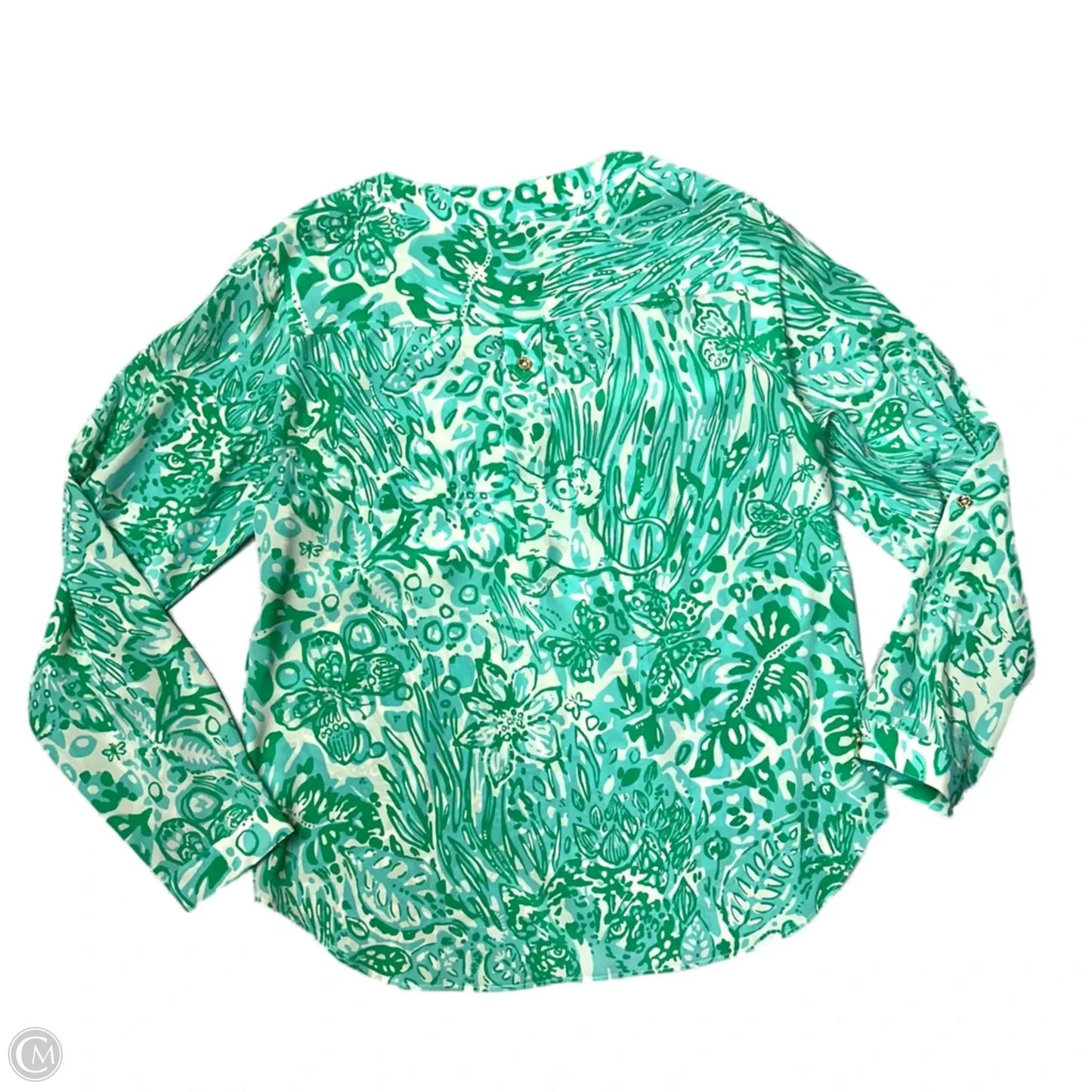 Top Long Sleeve Designer By Lilly Pulitzer In Blue & Green, Size: M