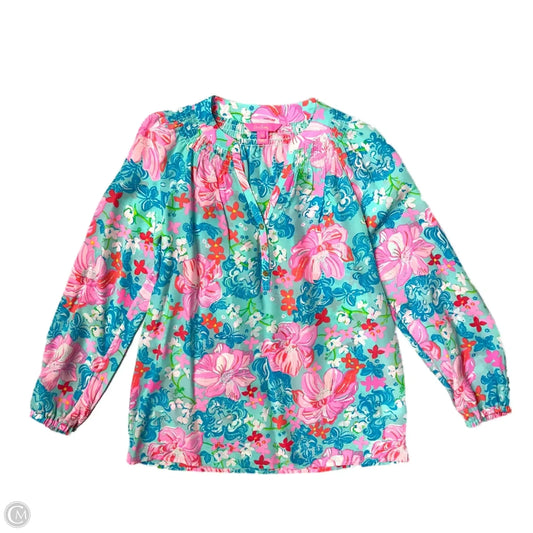 Top Long Sleeve Designer By Lilly Pulitzer In Blue & Pink, Size: Xs