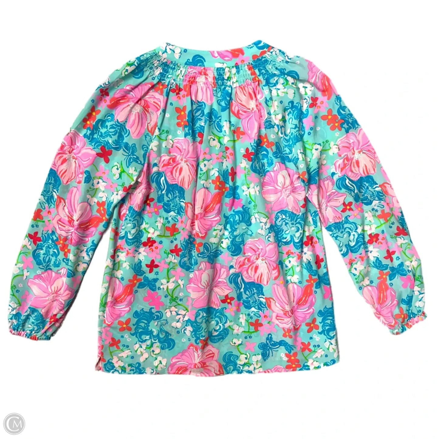 Top Long Sleeve Designer By Lilly Pulitzer In Blue & Pink, Size: Xs