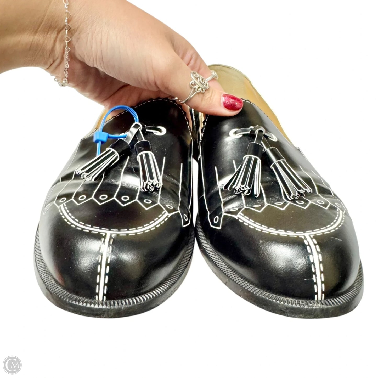 Shoes Luxury Designer By Christian Louboutin In Black & White, Size: 9.5