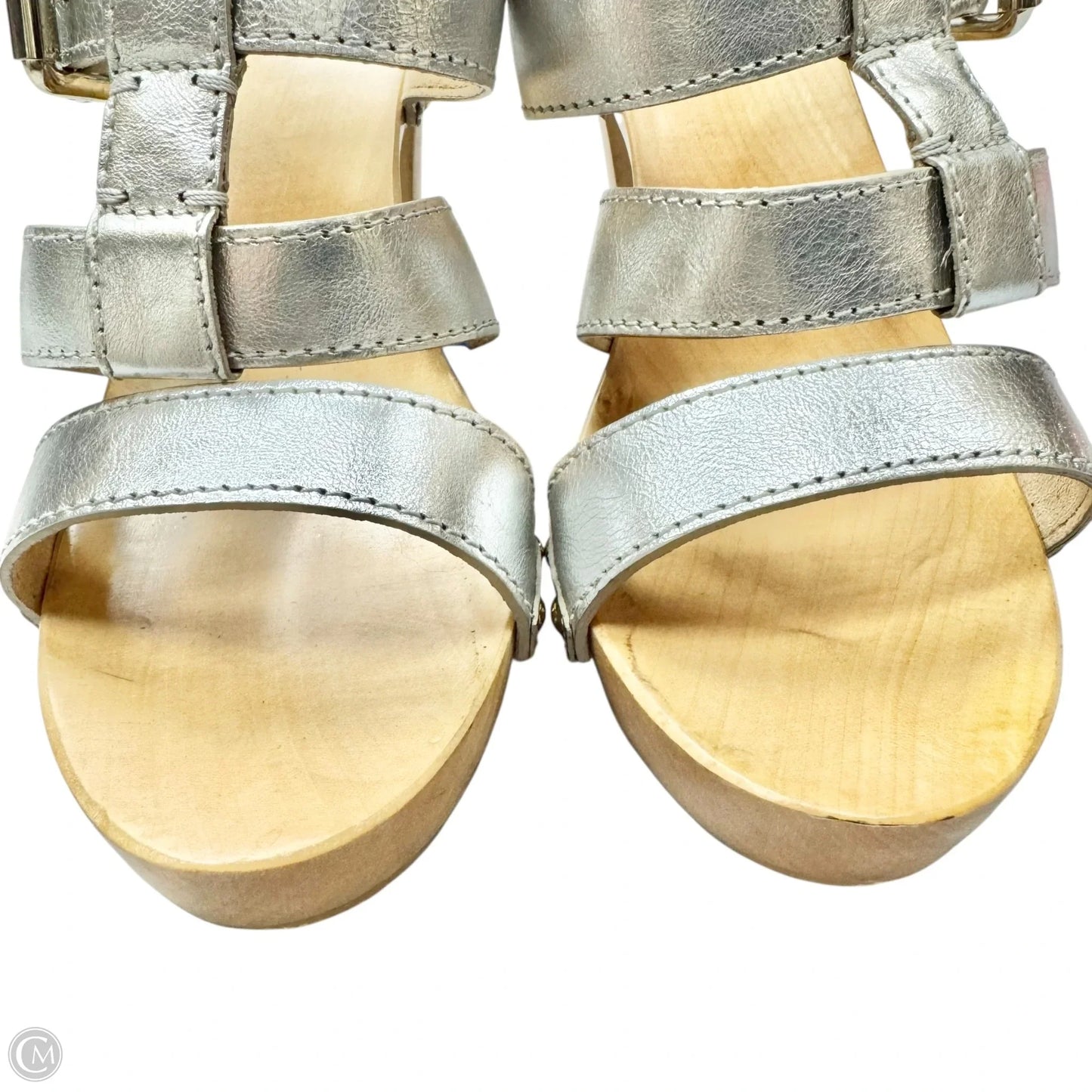 Sandals Luxury Designer By Dolce And Gabbana In Silver & Tan, Size: 7.5