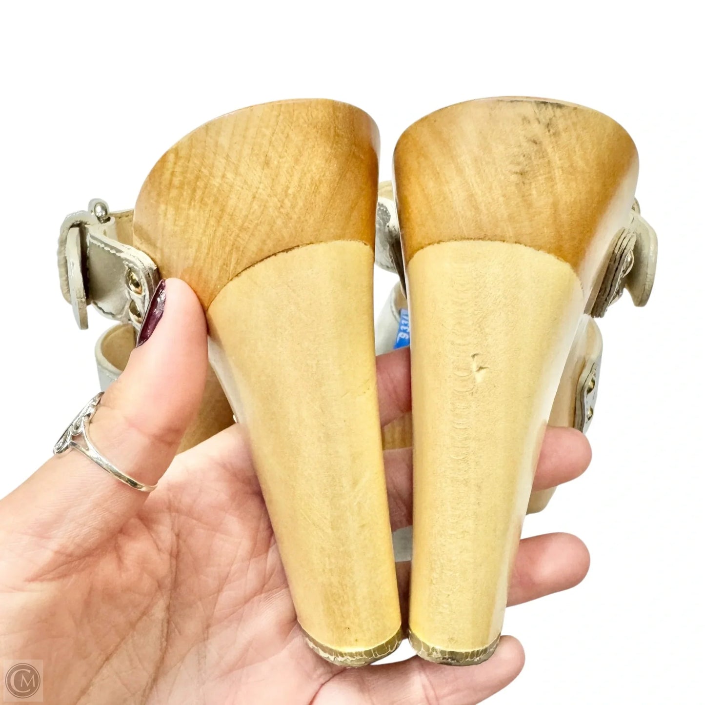 Sandals Luxury Designer By Dolce And Gabbana In Silver & Tan, Size: 7.5