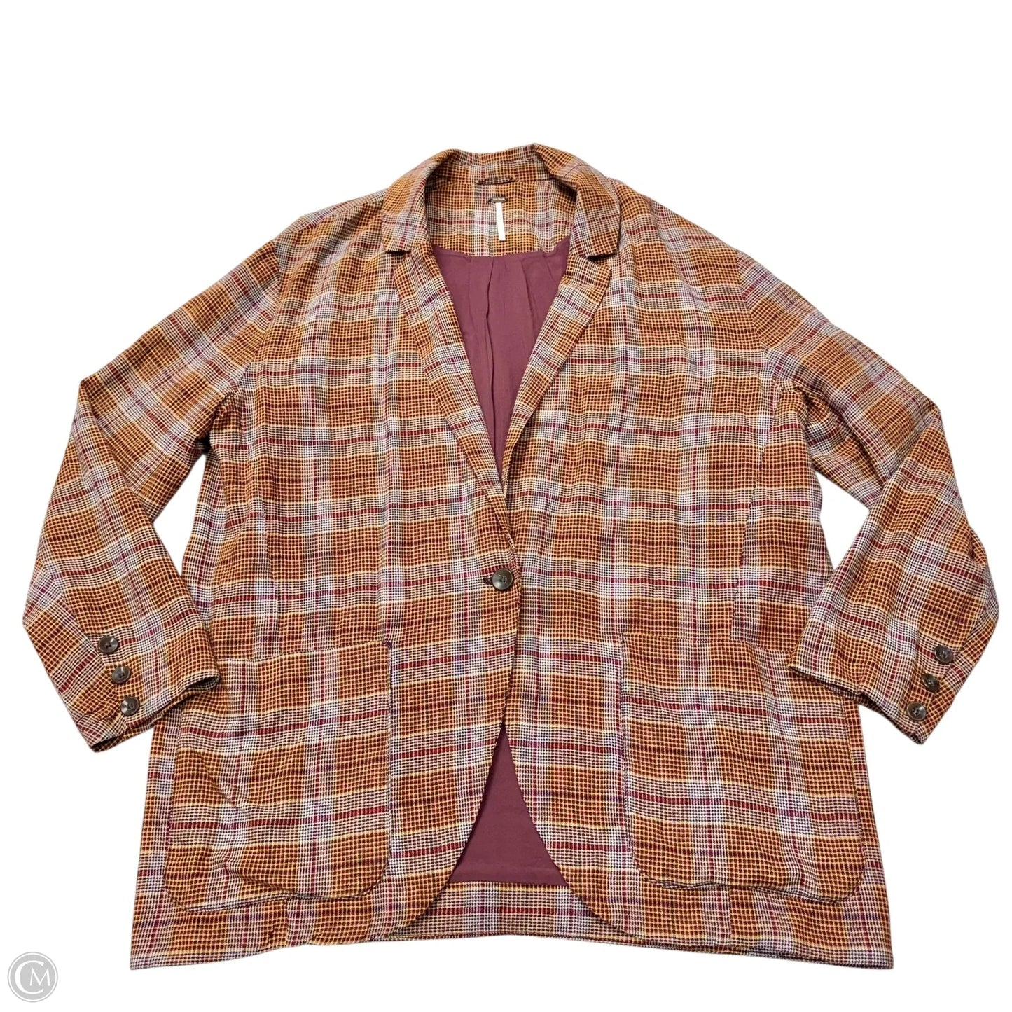 Blazer By Free People In Plaid Pattern, Size: M