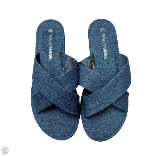 Sandals Flats By Fashion Nova In Blue, Size: 10
