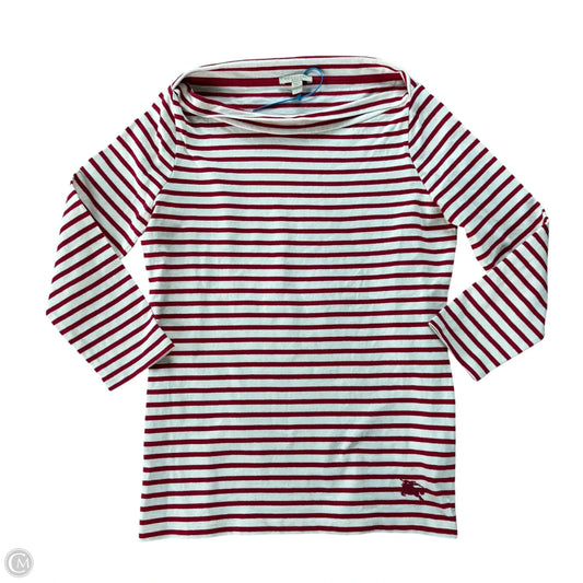 Top Long Sleeve Luxury Designer By Burberry In Striped Pattern, Size: L