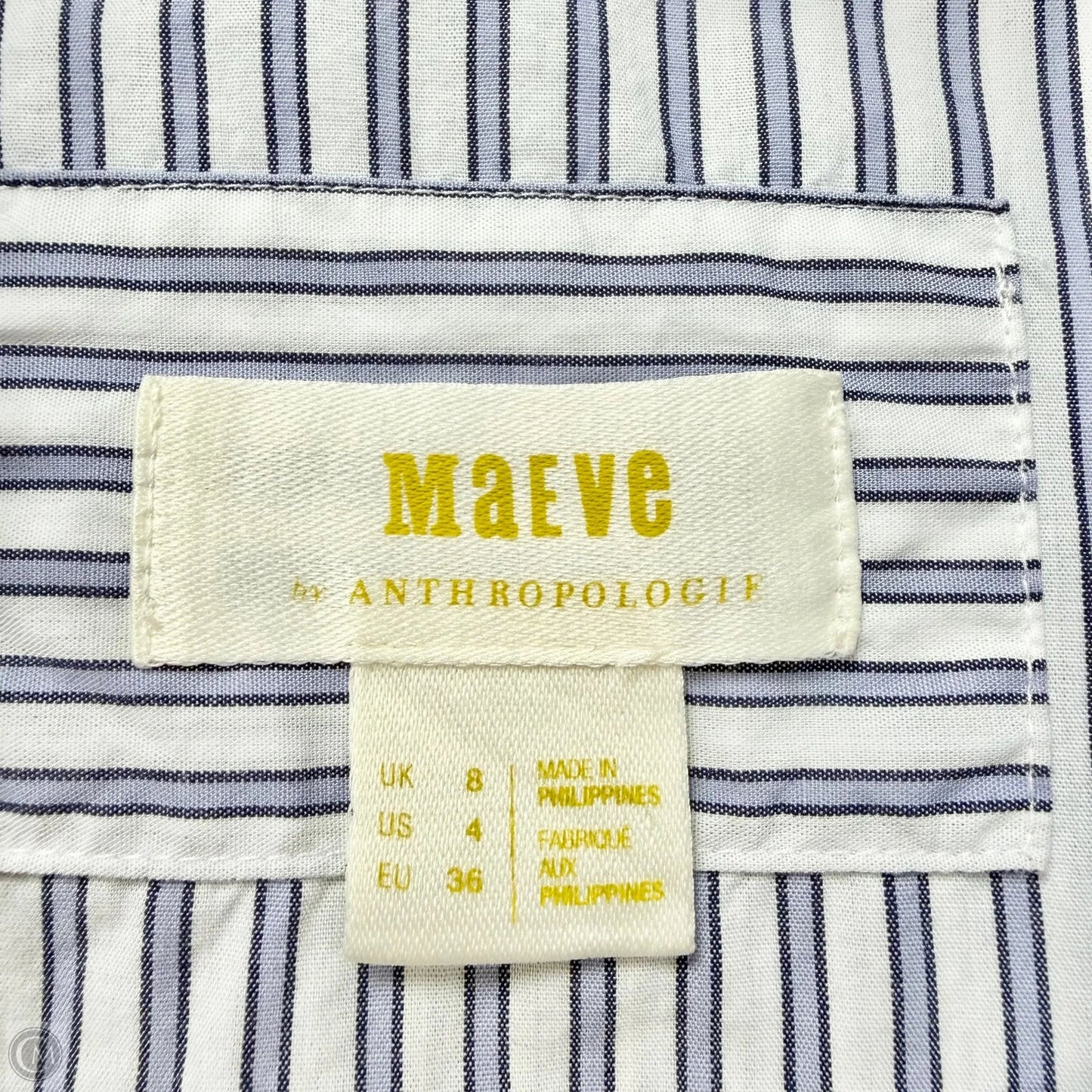 Top Long Sleeve By Maeve In Blue & White, Size: S