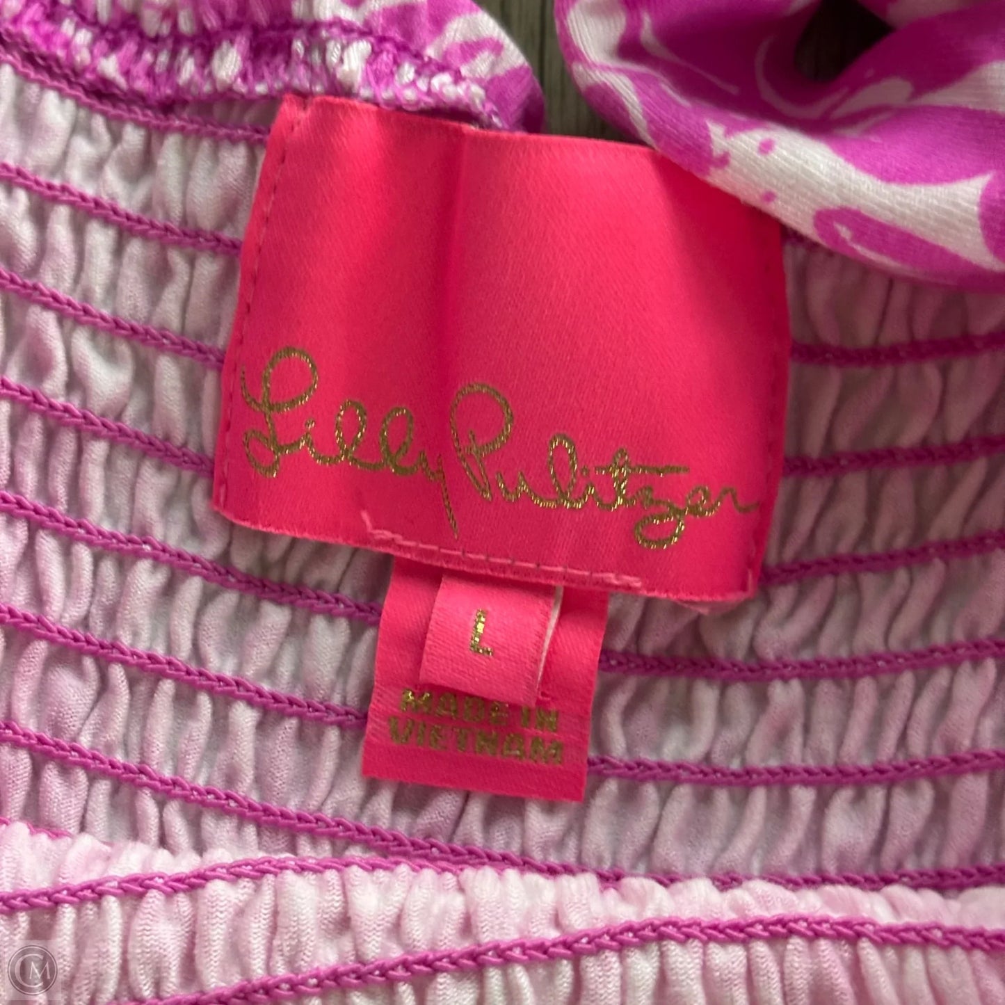 Dress Designer By Lilly Pulitzer In Pink & White, Size: L