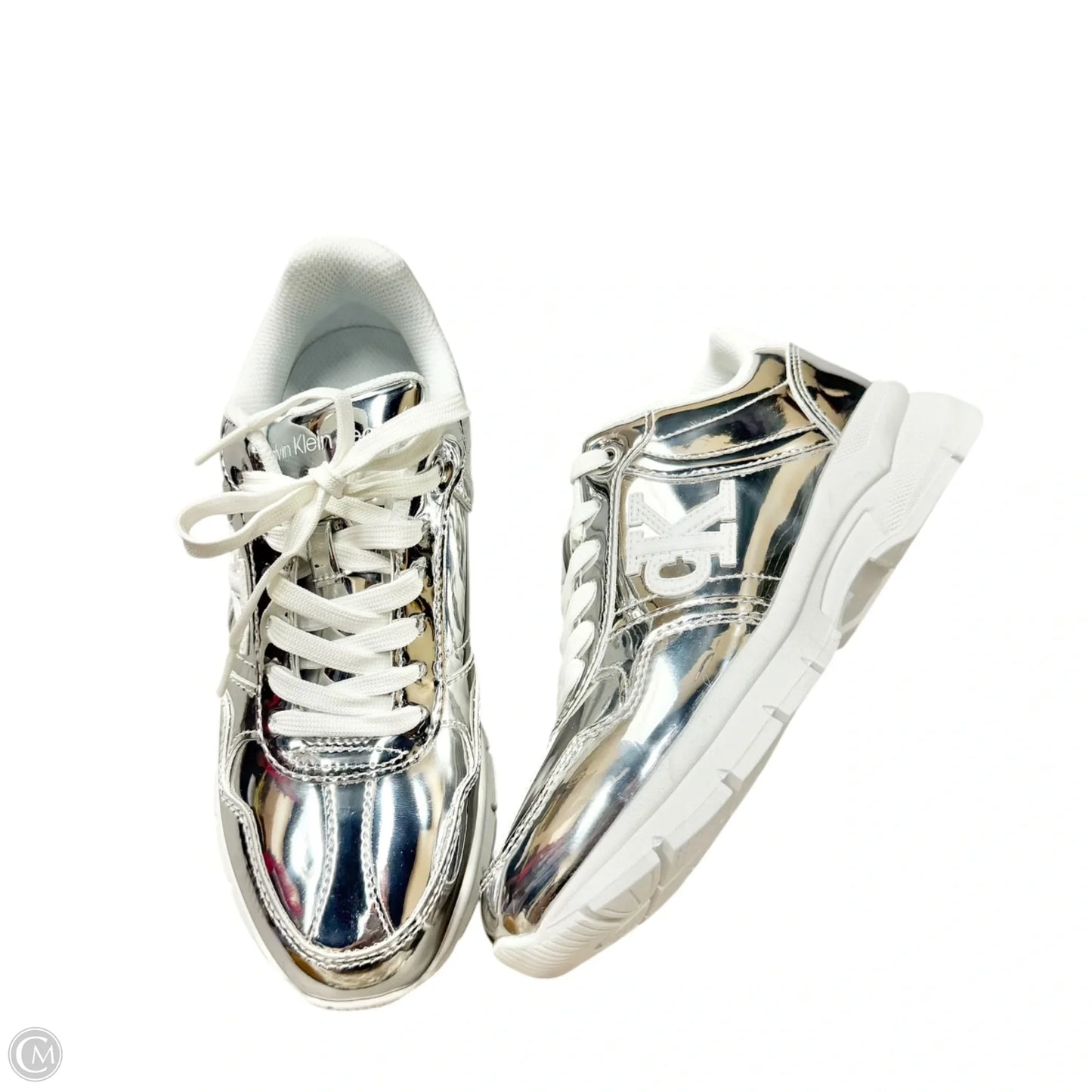 Shoes Sneakers By Calvin Klein In Silver, Size: 6