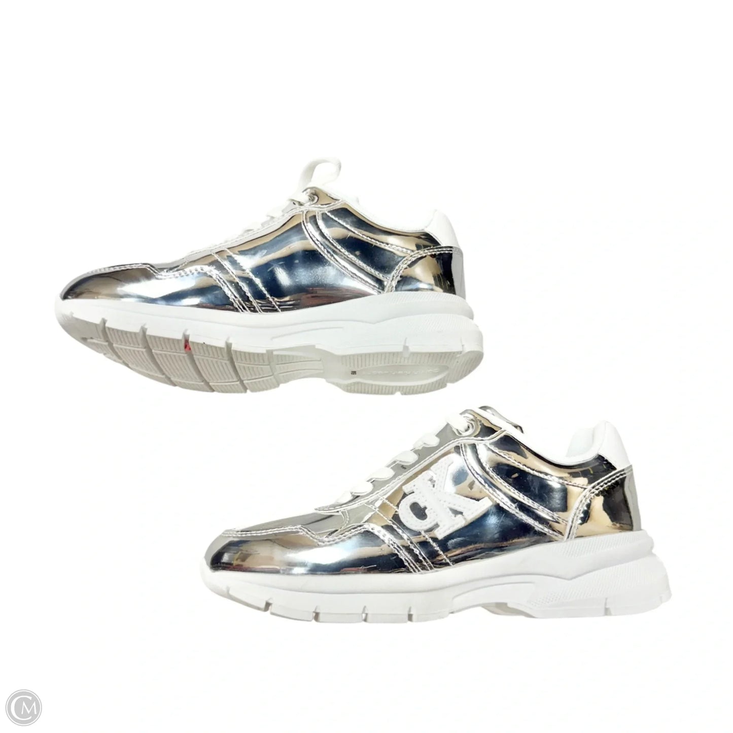 Shoes Sneakers By Calvin Klein In Silver, Size: 6