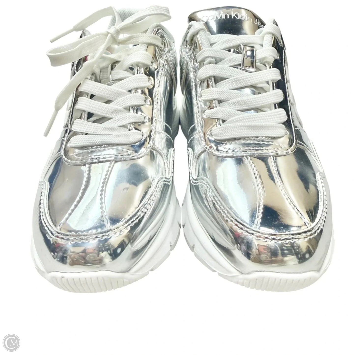 Shoes Sneakers By Calvin Klein In Silver, Size: 6