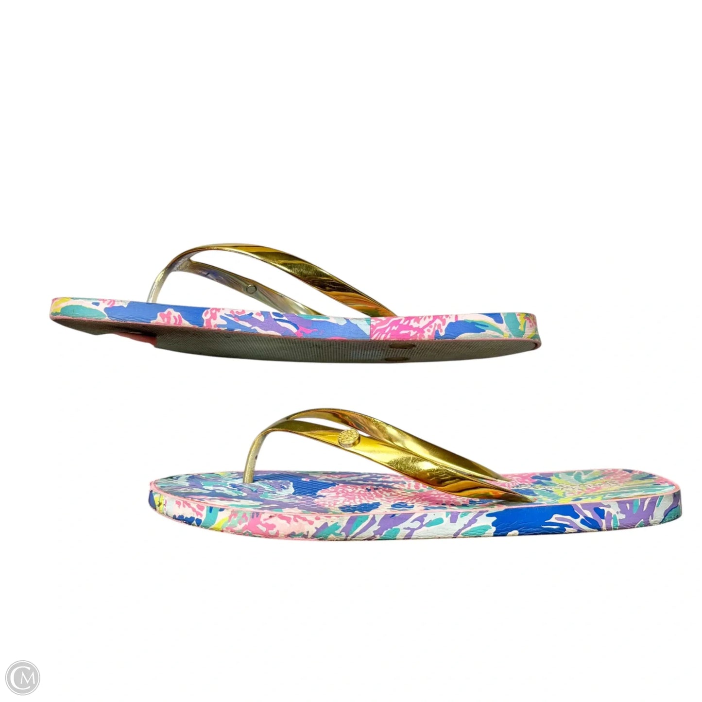 Sandals Designer By Lilly Pulitzer In Blue & Gold, Size: 7