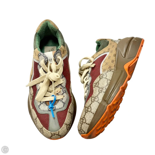 Shoes Luxury Designer By Gucci In Brown, Size: 6.5