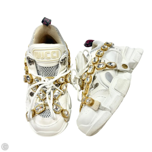 Shoes Luxury Designer By Gucci In White, Size: 4.5