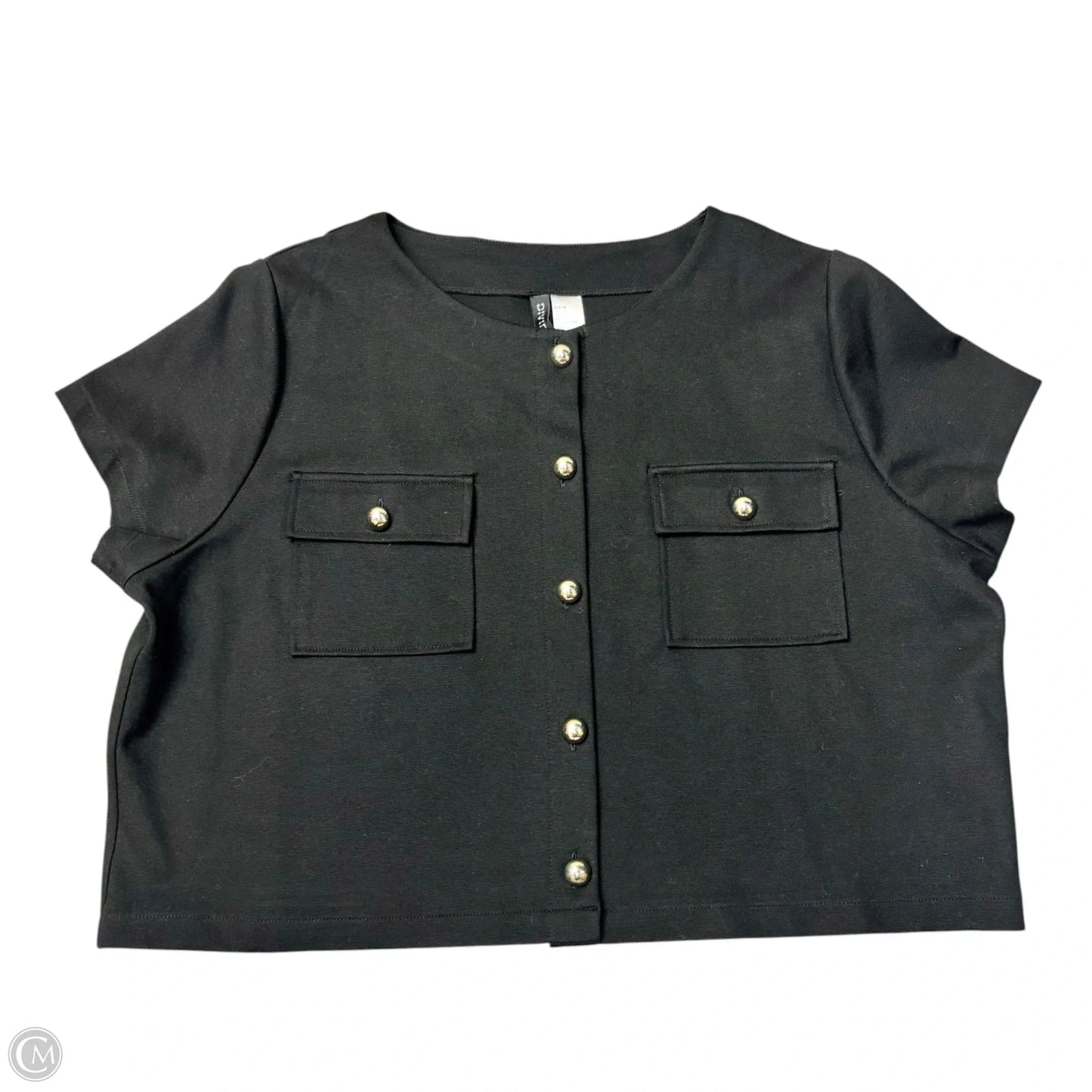 Top Short Sleeve By Divided In Black & Silver, Size: Xl