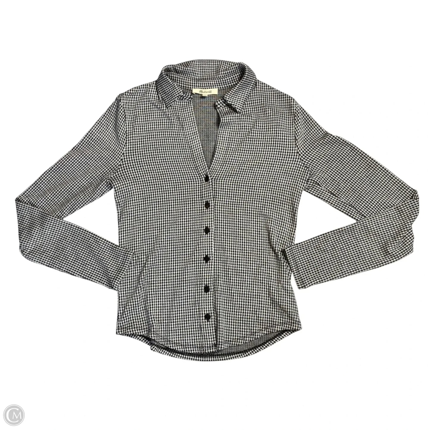 Top Long Sleeve By Madewell In Checkered Pattern, Size: S