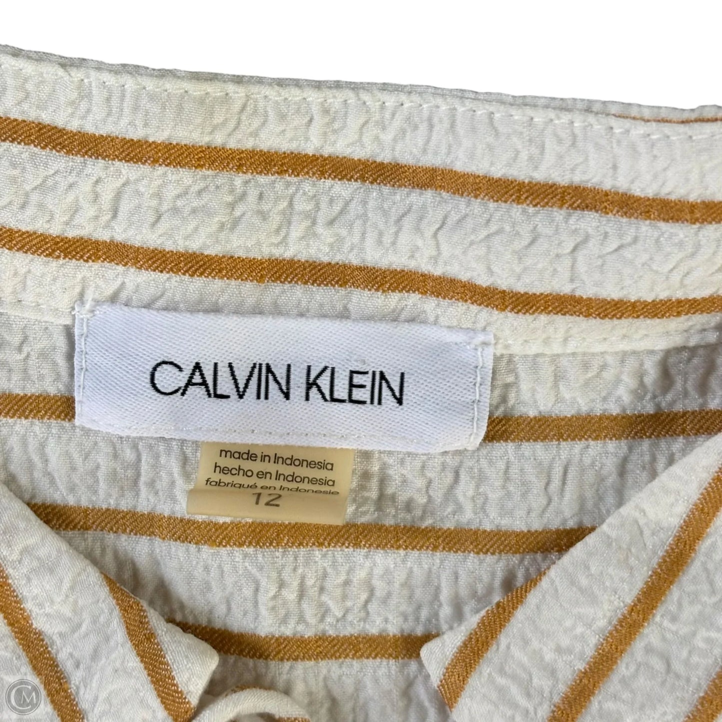 Dress Casual Midi By Calvin Klein In Striped Pattern, Size: L