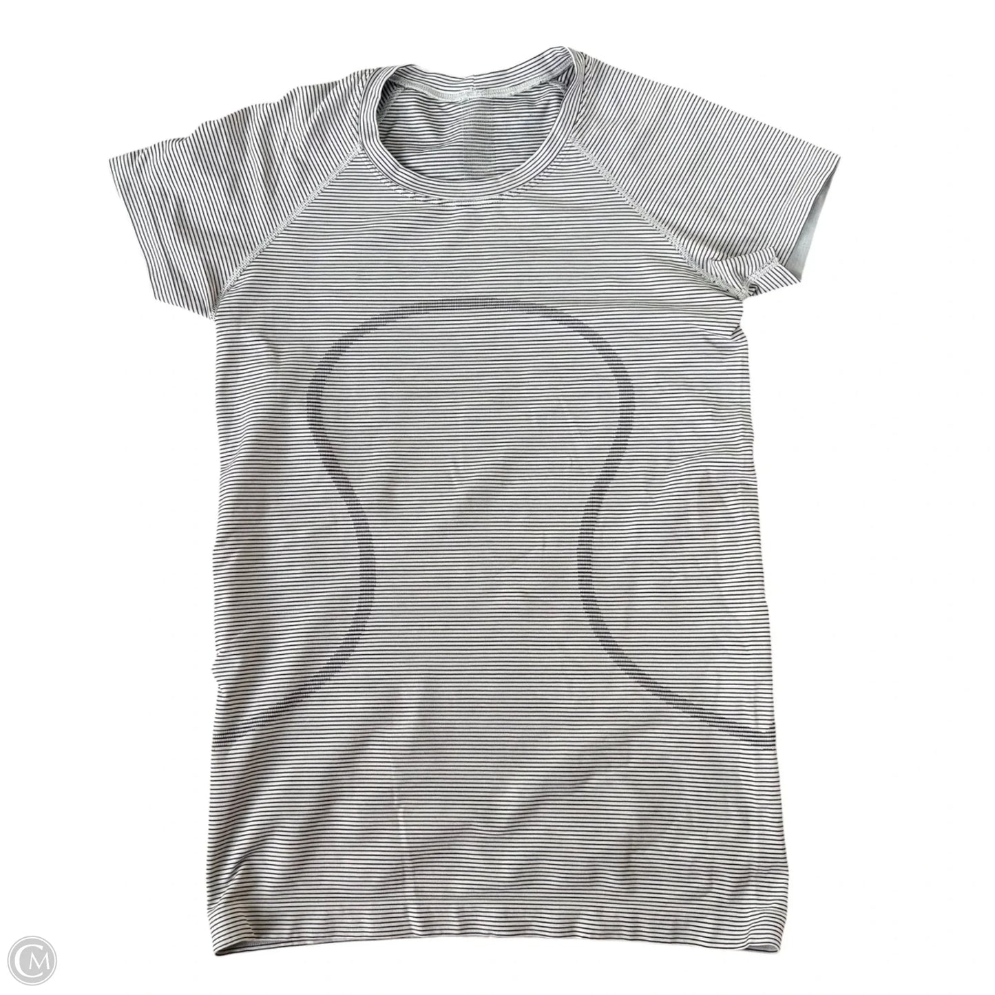 Athletic Top Short Sleeve By Lululemon In Striped Pattern, Size: S