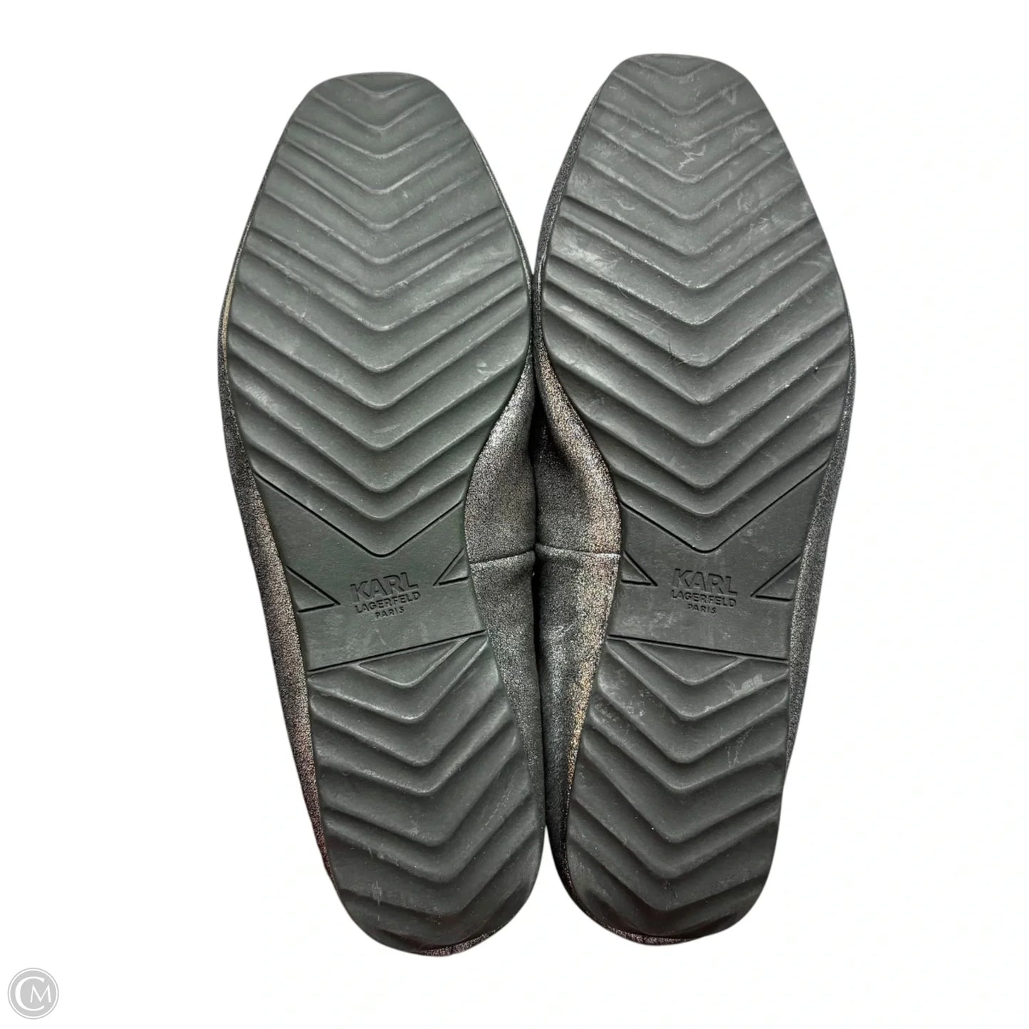 Shoes Designer By Karl Lagerfeld In Silver, Size: 8