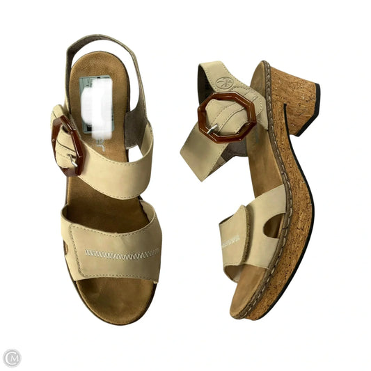 Sandals Heels Block By Riekers In Tan, Size: 11.5