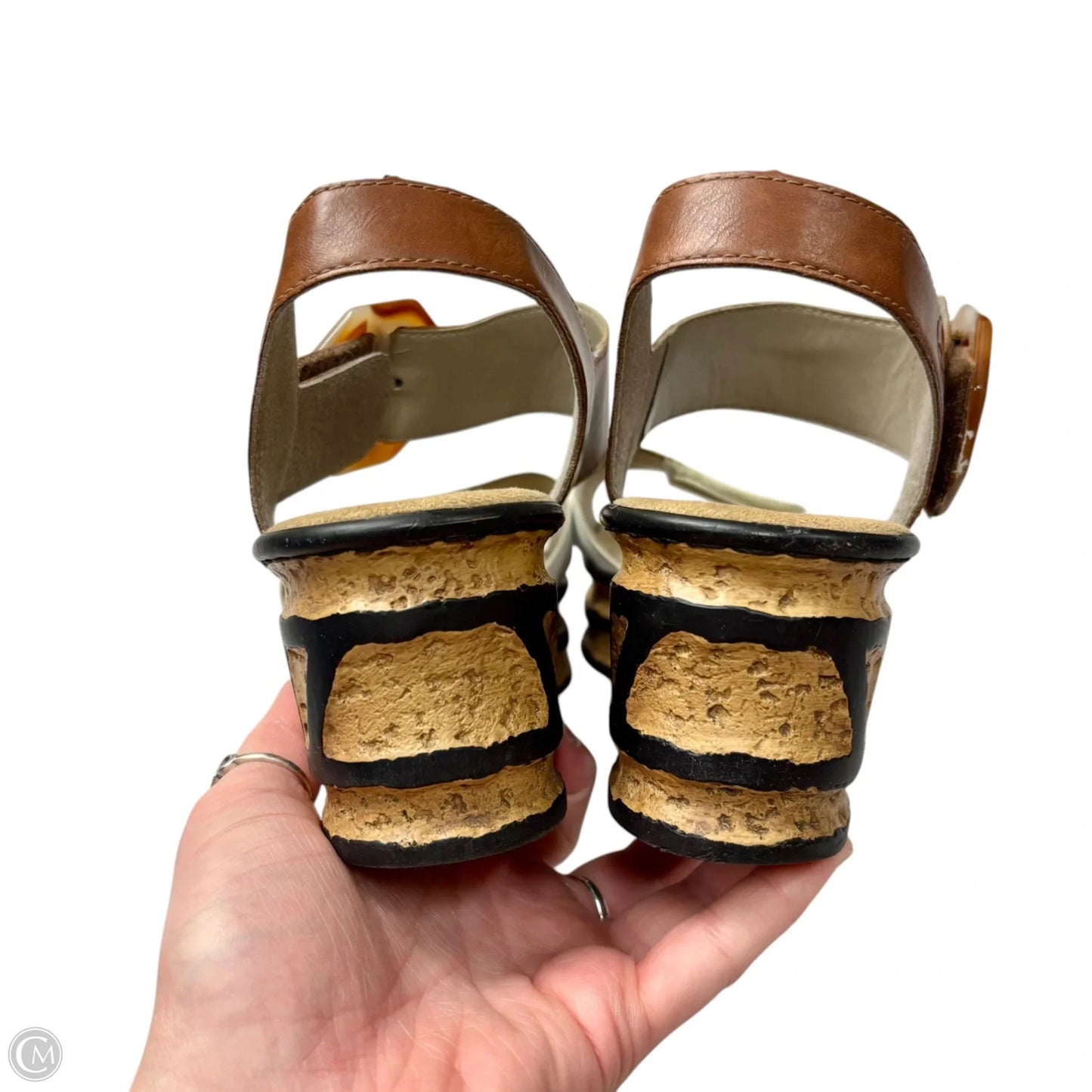 Sandals Flats By Riekers In Brown & White, Size: 11.5