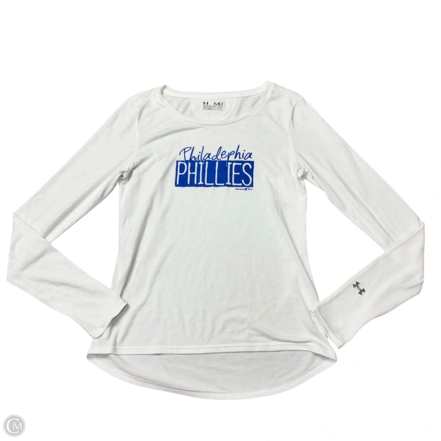 Athletic Top Long Sleeve Crewneck By Under Armour In White, Size: M