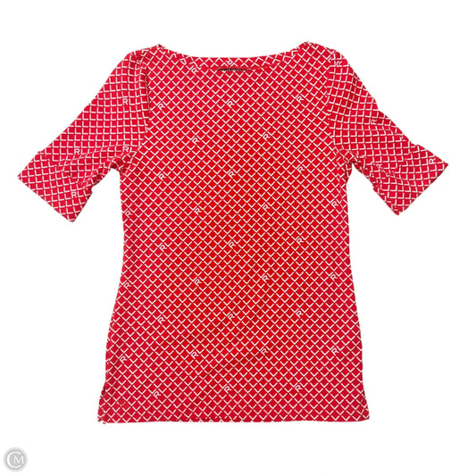 Top Short Sleeve By Lauren By Ralph Lauren In Red & White, Size: M